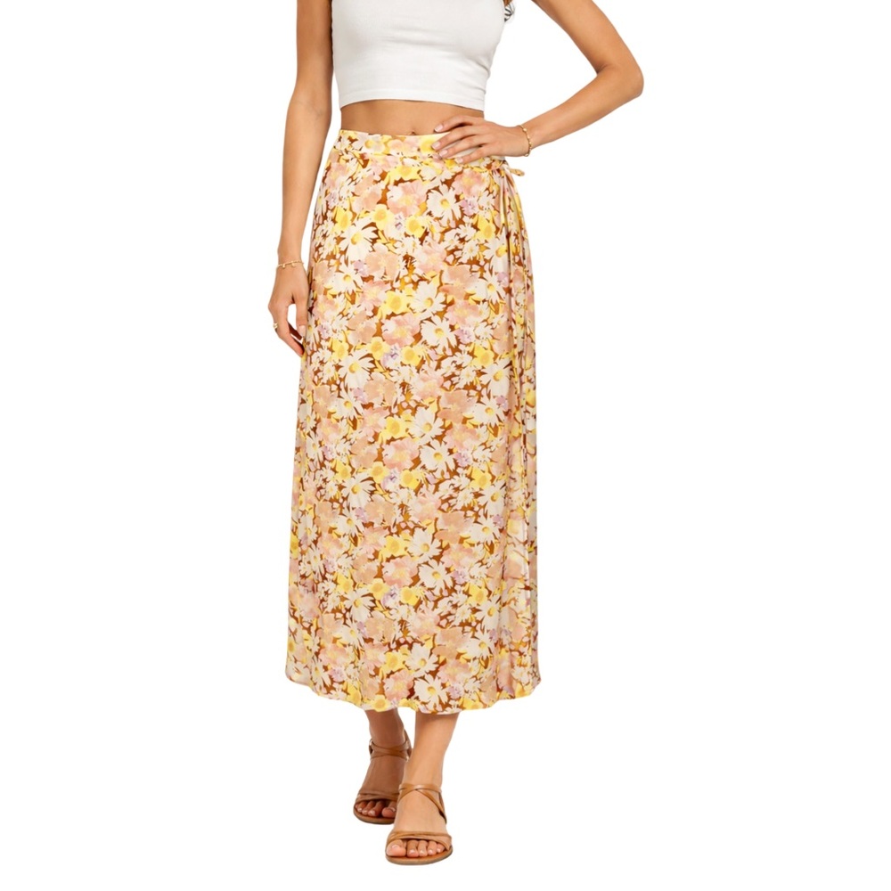 L Space Anza floral Wrap Maxi skirt Beach Cottagecore Coastal Resortwear NWT